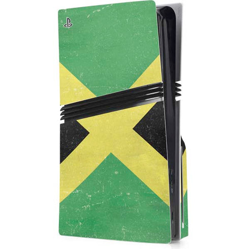 Jamaica Flag Distressed PS5 Pro Disk Console Skin
